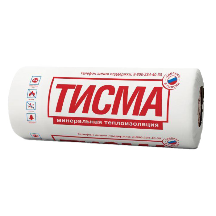 Мин. вата ТИСМА Aquastatik (2 мата, толщ. 50 мм, 1200*8300 мм, 19,92 м2) плотность 9